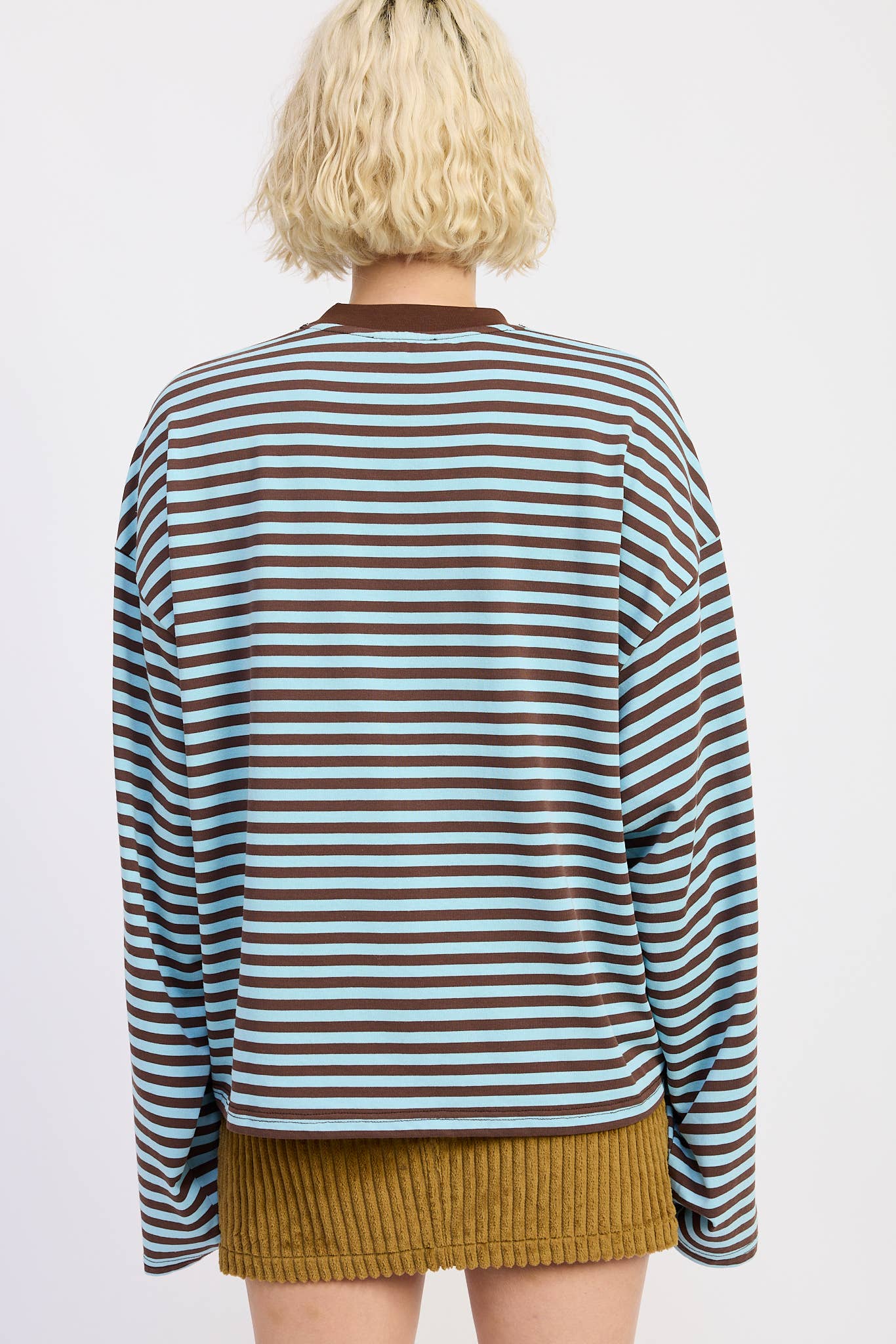 Emory Park • Oversized Stripe Taupe Long Sleeve Top