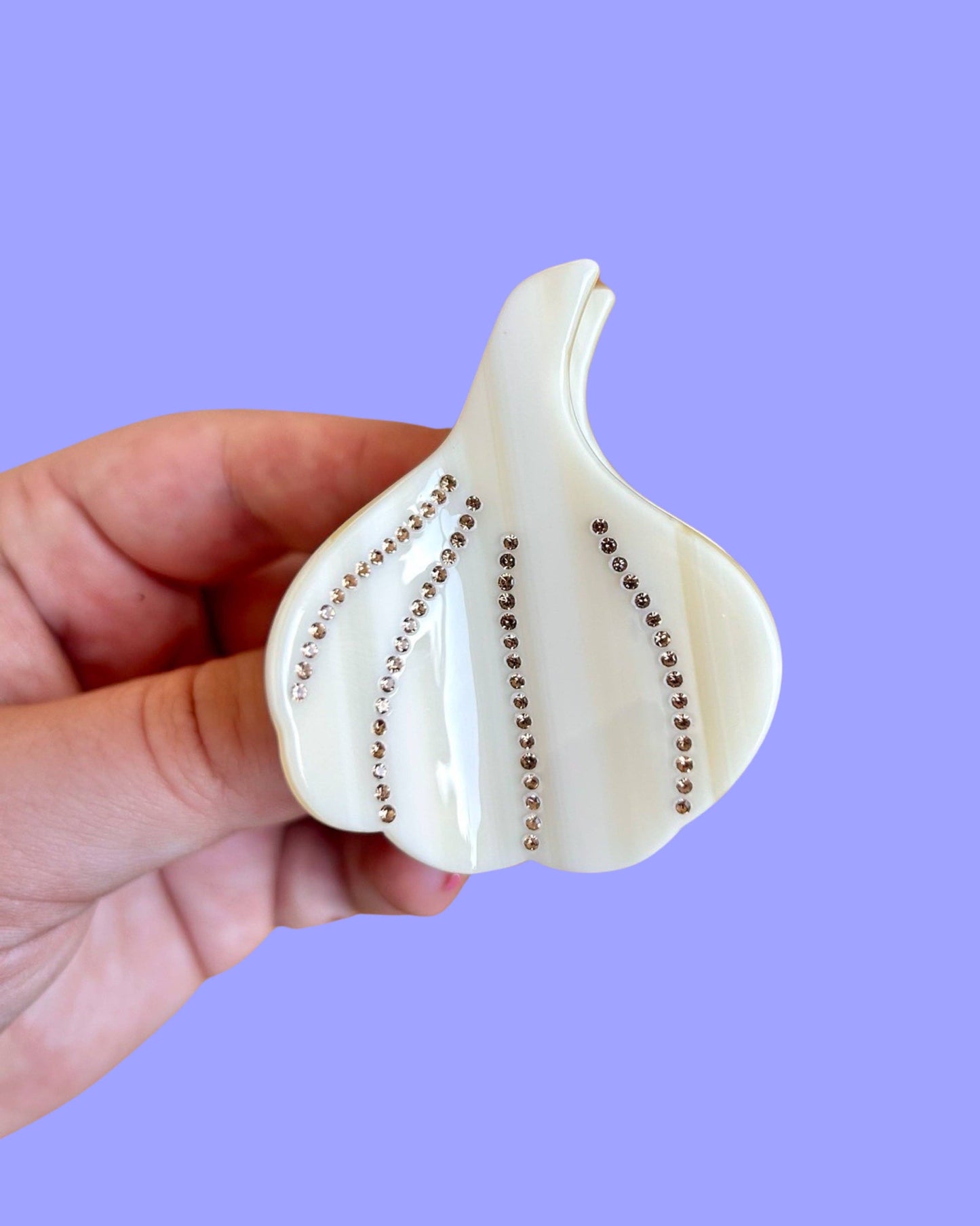 The Peach Fuzz • Garlic Rhinestone Mini Hair Claw Clip