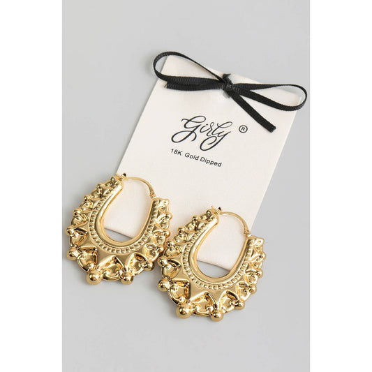 18k Gold Dipped Pressed Intricate Hoops