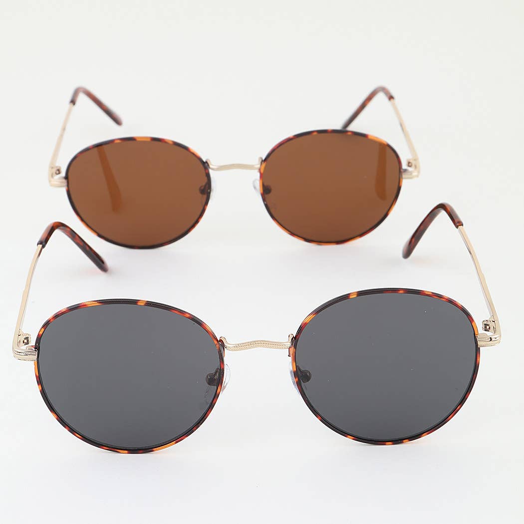 Tortoise Minimal Frame Tinted Sunglasses