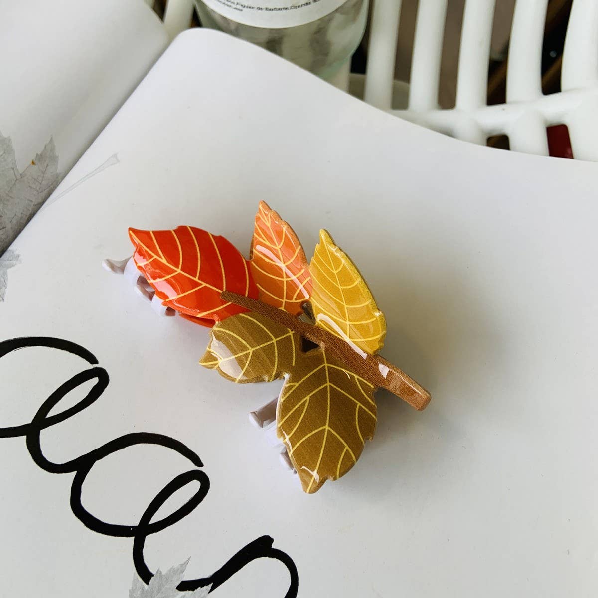 Acrylic Fall Leaves Claw Clip