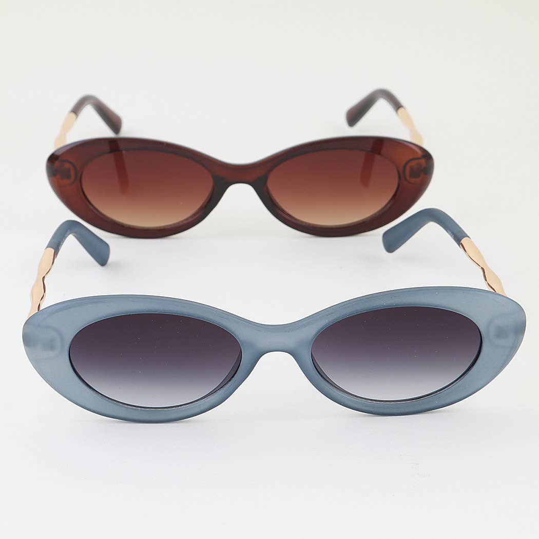 Retro Polished Wavy Round Sunglasses