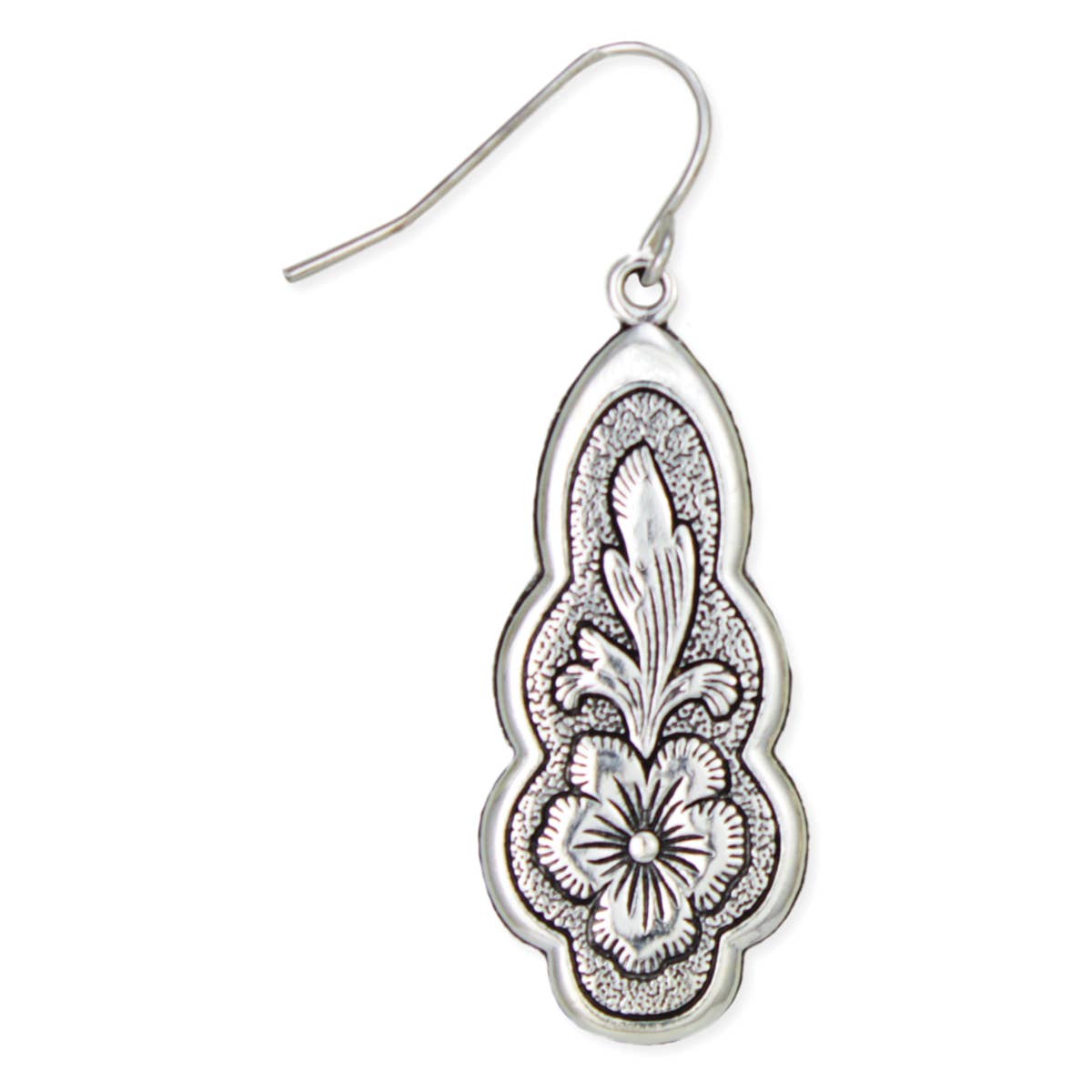 Vintage-Style Flourish Flower Silver-Color Earrings
