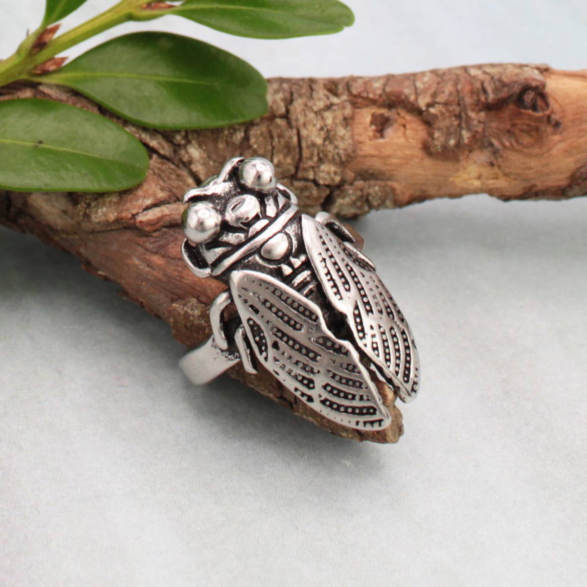 Silver Color Cicada Ring