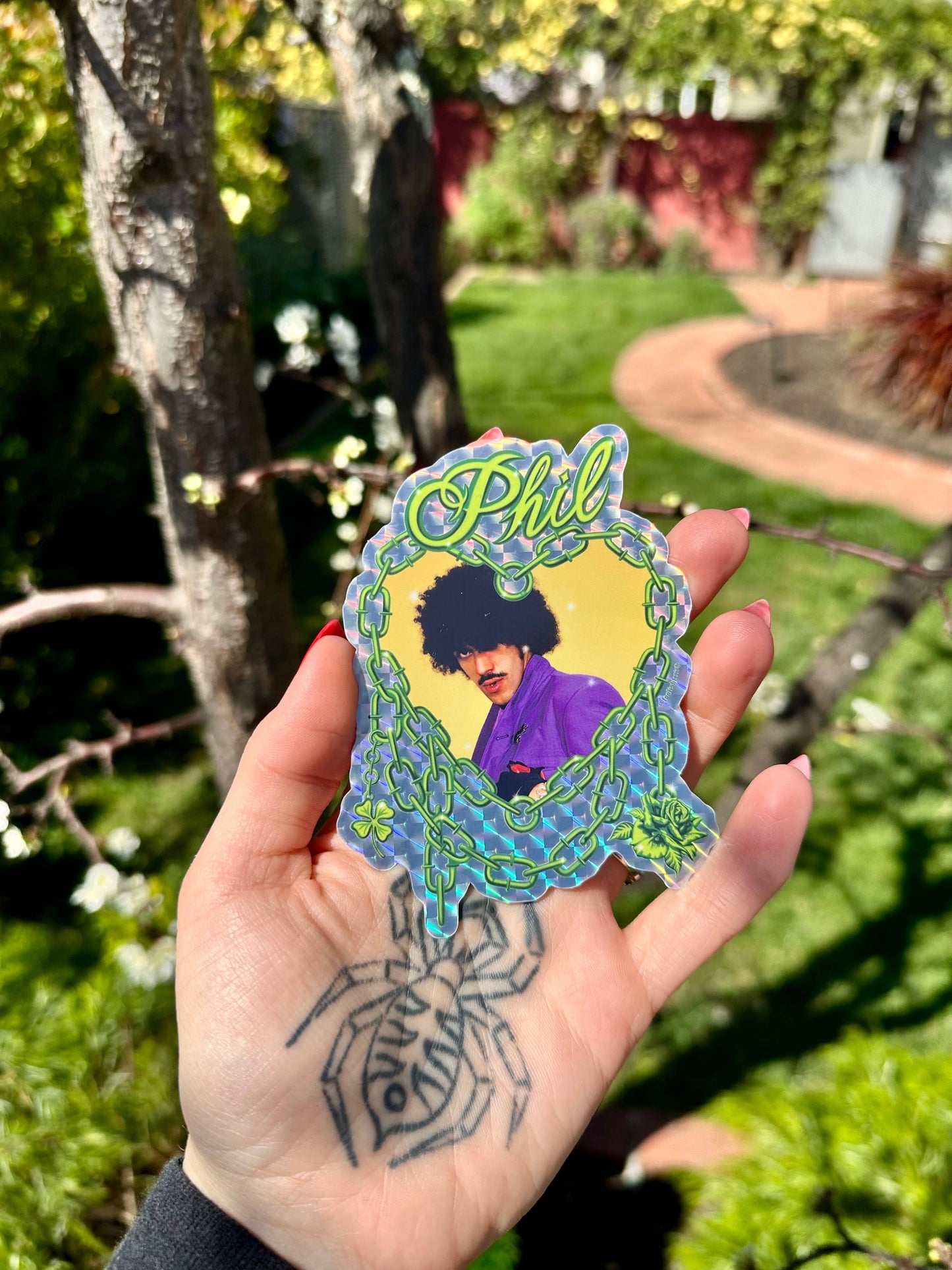 Foolish Fetish • Phil Love Thin Lizzy Holographic Chain Heart Sticker