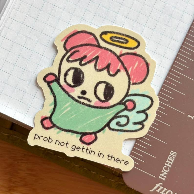 W0nkk0 • "Not Getting in There" Kawaii Angel Vinyl Sticker