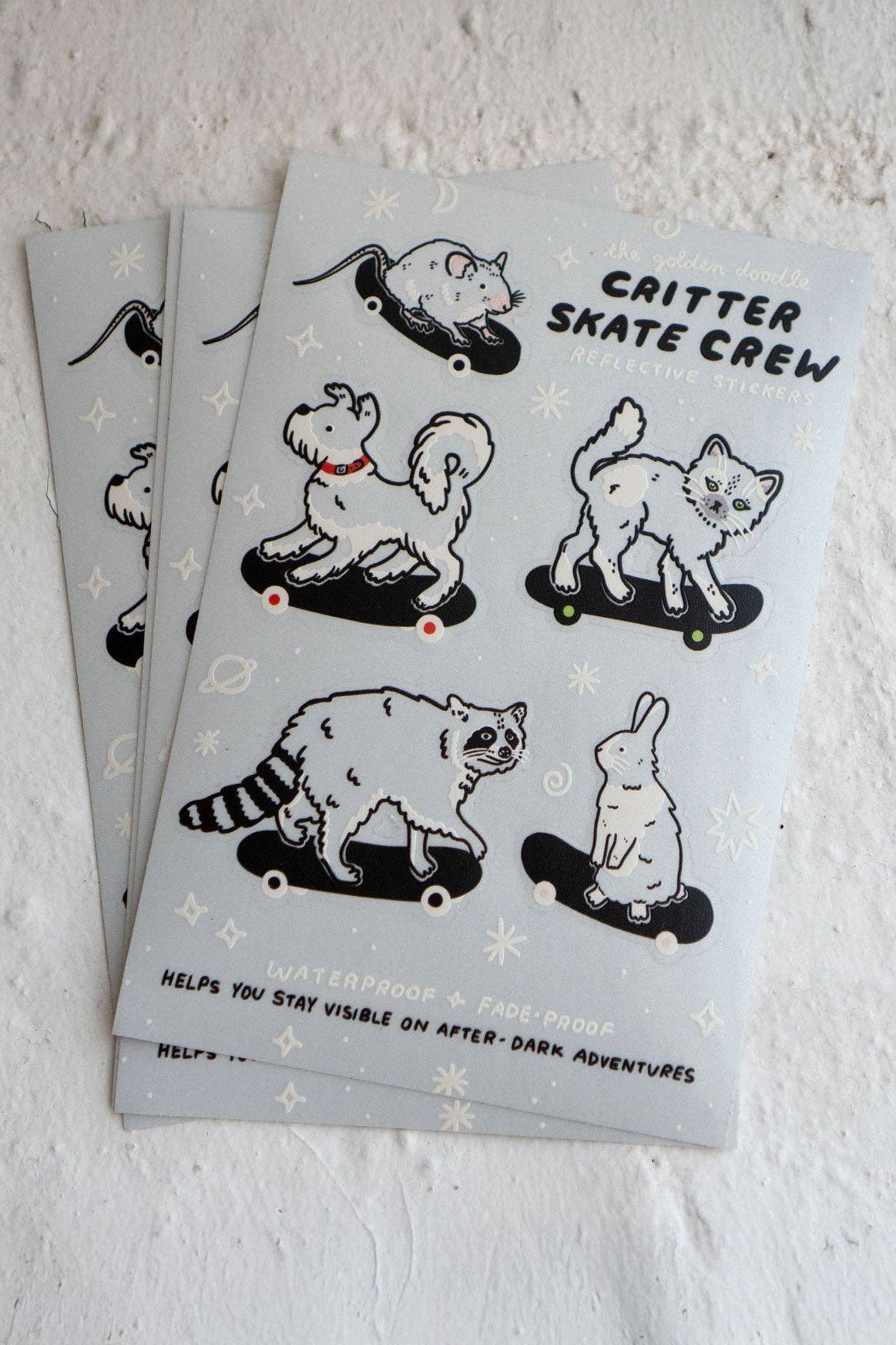 Stay Home Club • Critter Skate Crew | Reflective Sticker Sheet, Great for Kids