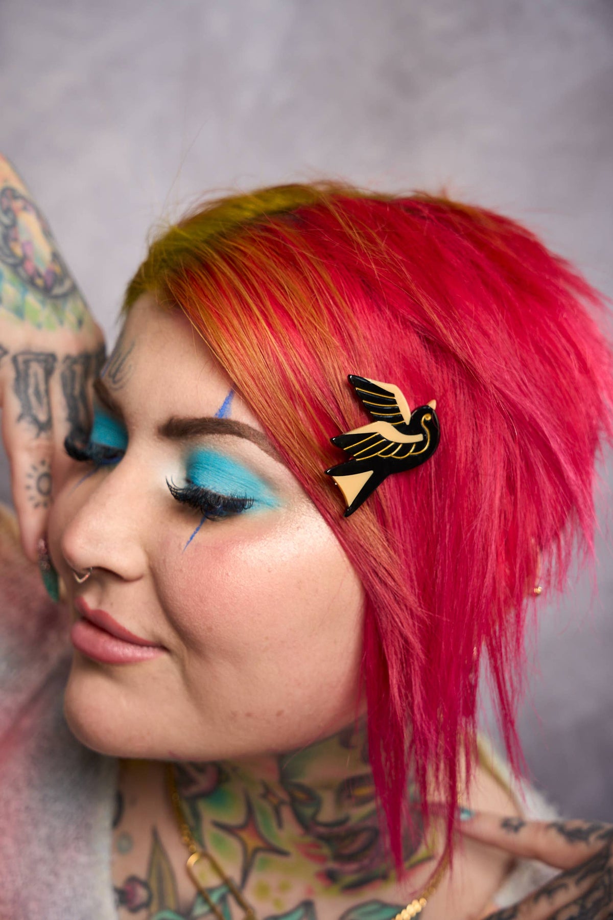 Peach Beast • Sparrow Tattoo Hair Clip Set