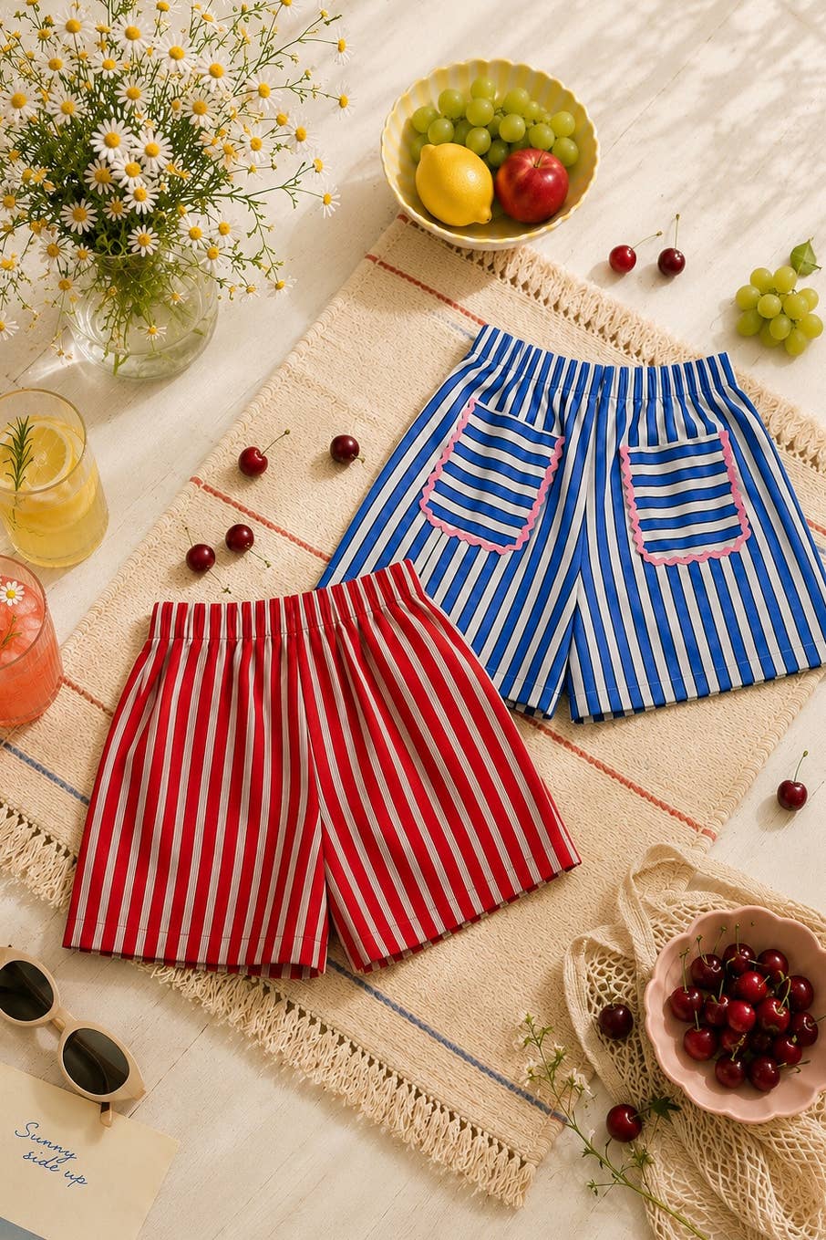 Plus Size, Contrast Striped Stretch Shorts & Accent Pocket