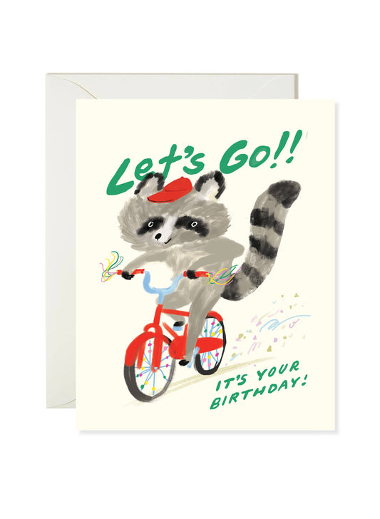 Karen Schipper • Let’s Go Raccoon Birthday Card