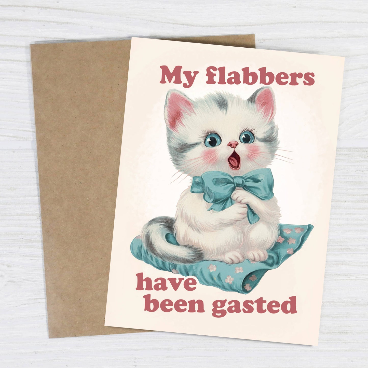 “My Flabbers Have Been Gasted” Vintage-Style Kitten Card