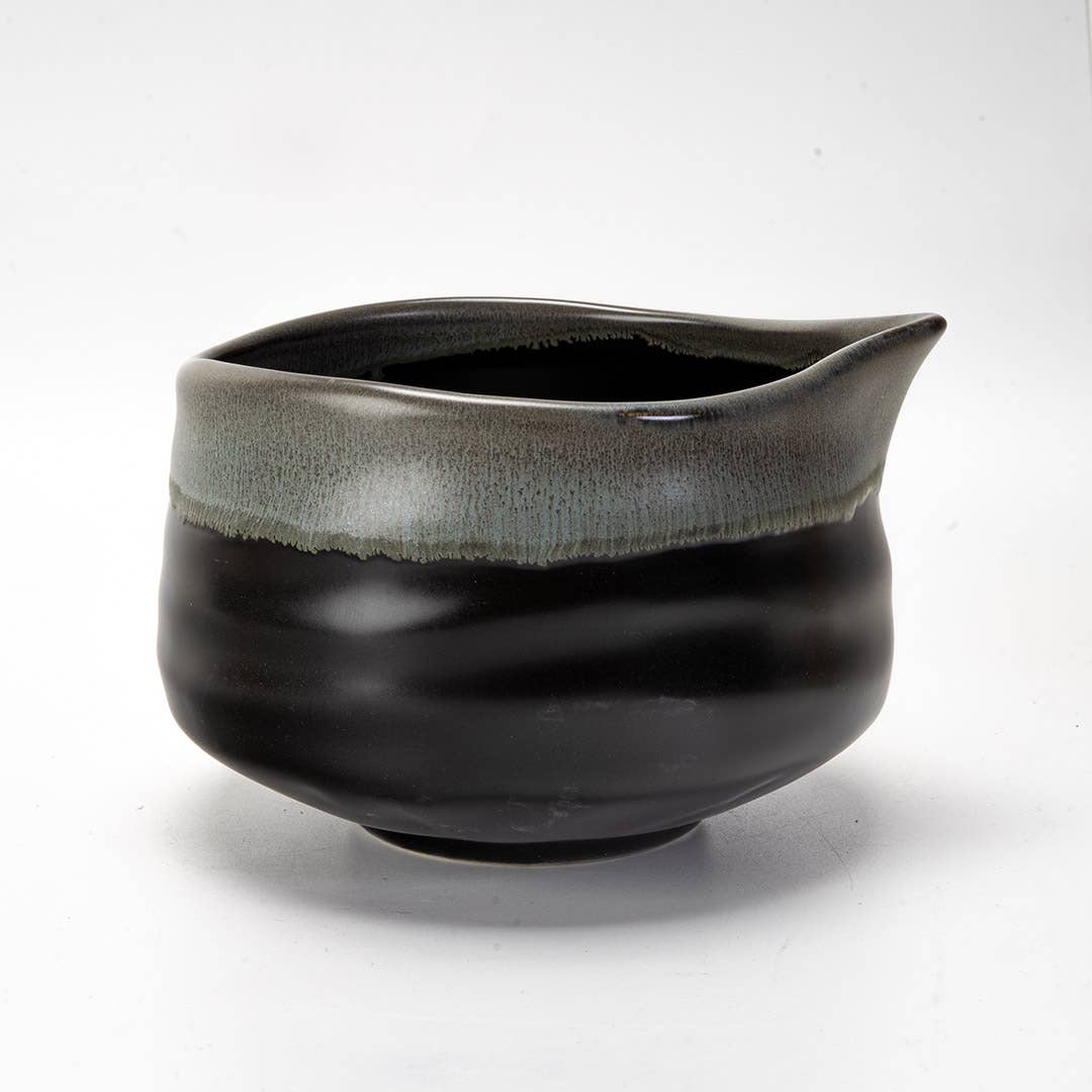 Gray Black Matcha Set, 20oz Porcelain Latte Bowl with Whisk and Scoop