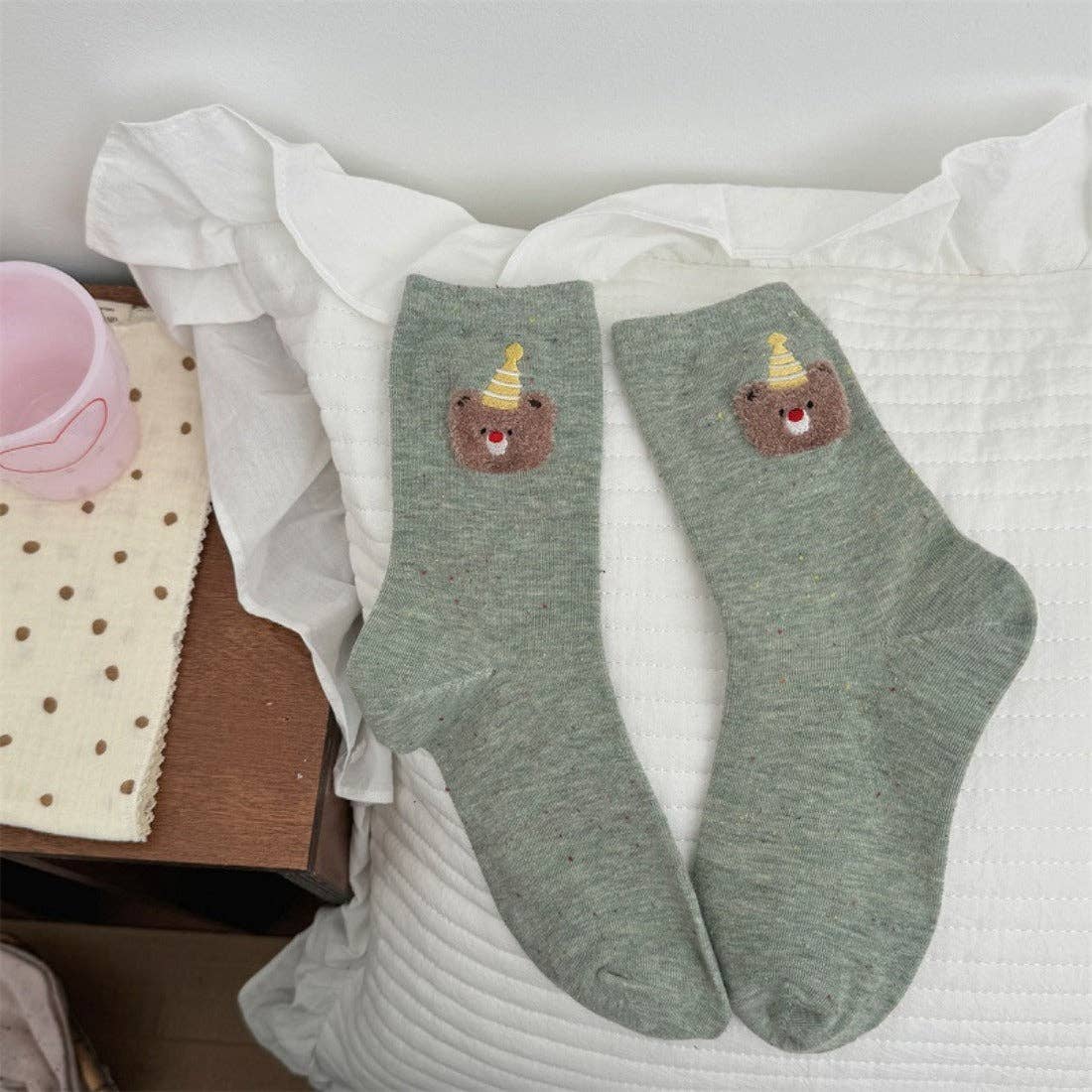 Cartoon Bear Birthday Hat Socks