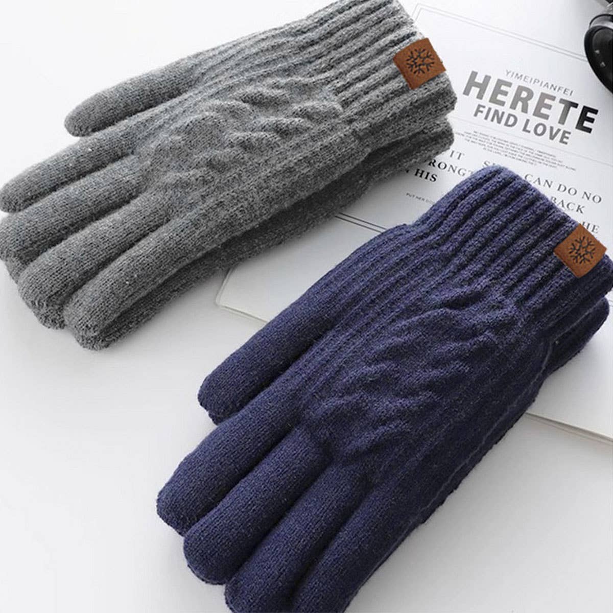 Knitted Thickened Fleece Touch Screen Gloves
