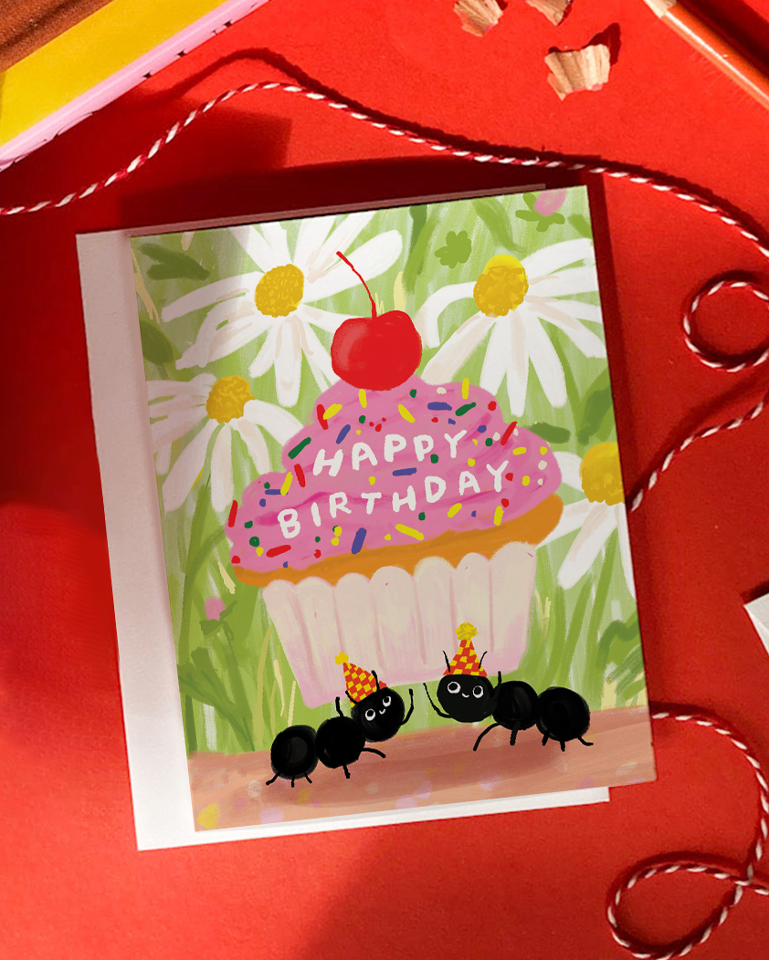 Karen Schipper • Ant Cupcake Birthday Card