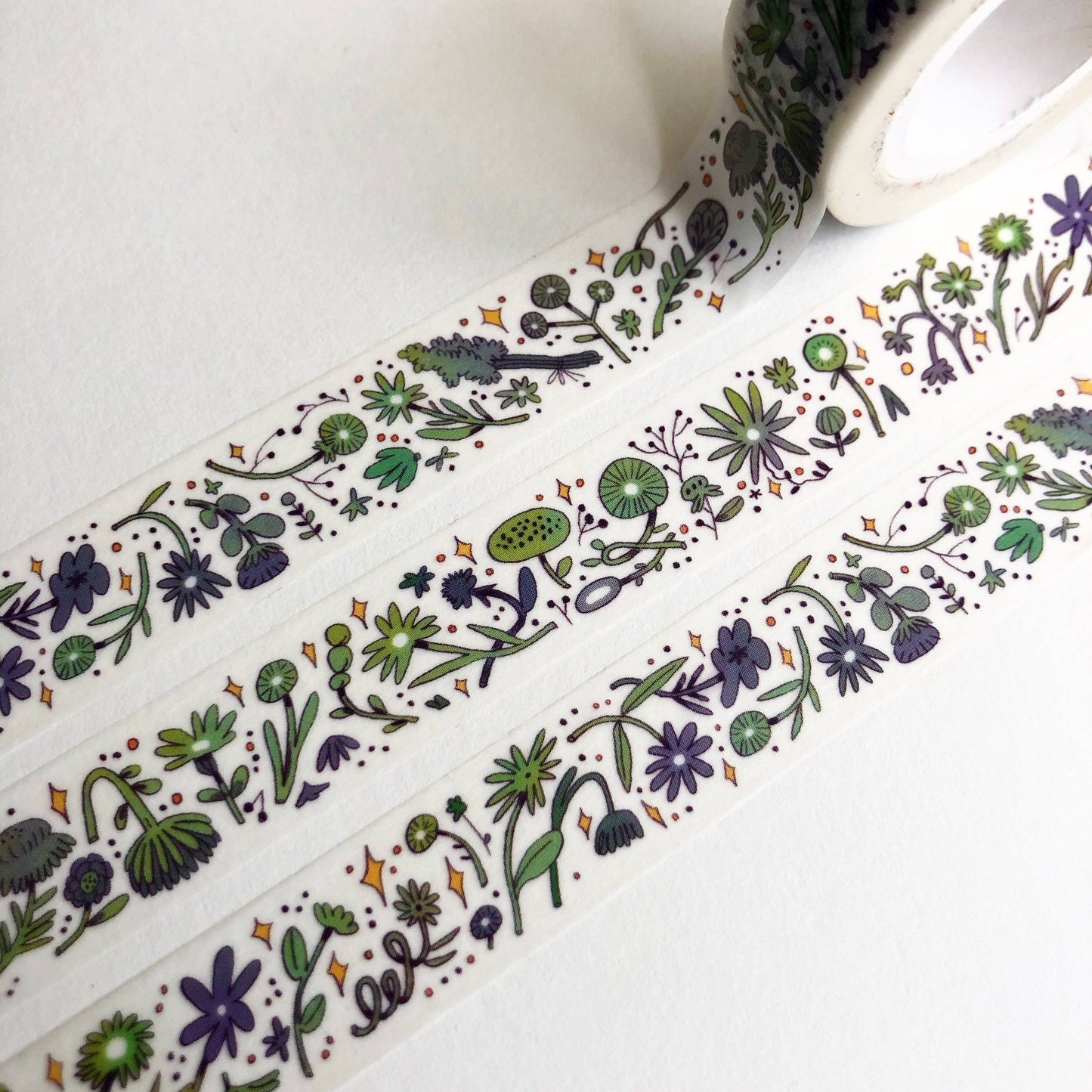 Natalie Anderson • Green and Purple Sleepy Flowers Washi Tape