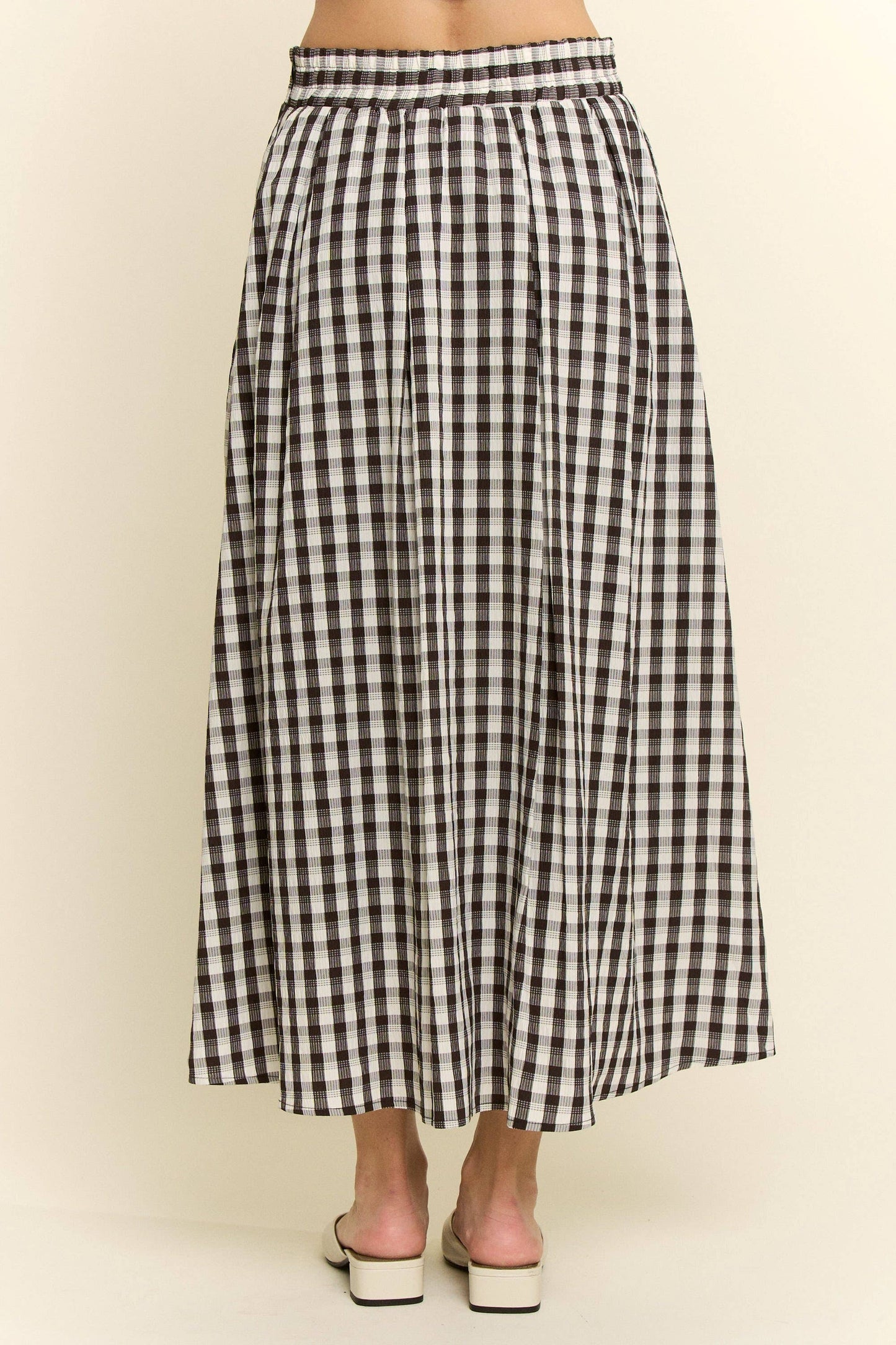 Plus Size, Gingham Midi Skirt, Red & Black Gingham