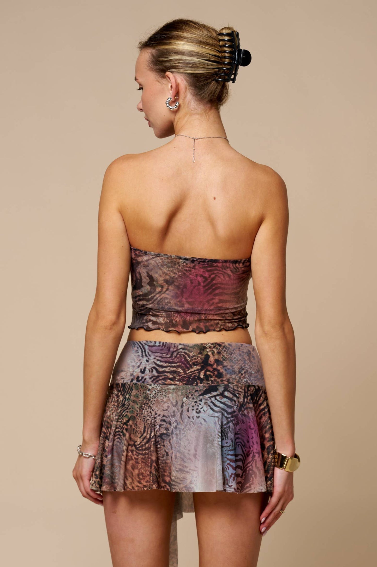 Animal Print Front Twist Handkerchief Strapless Tube Top