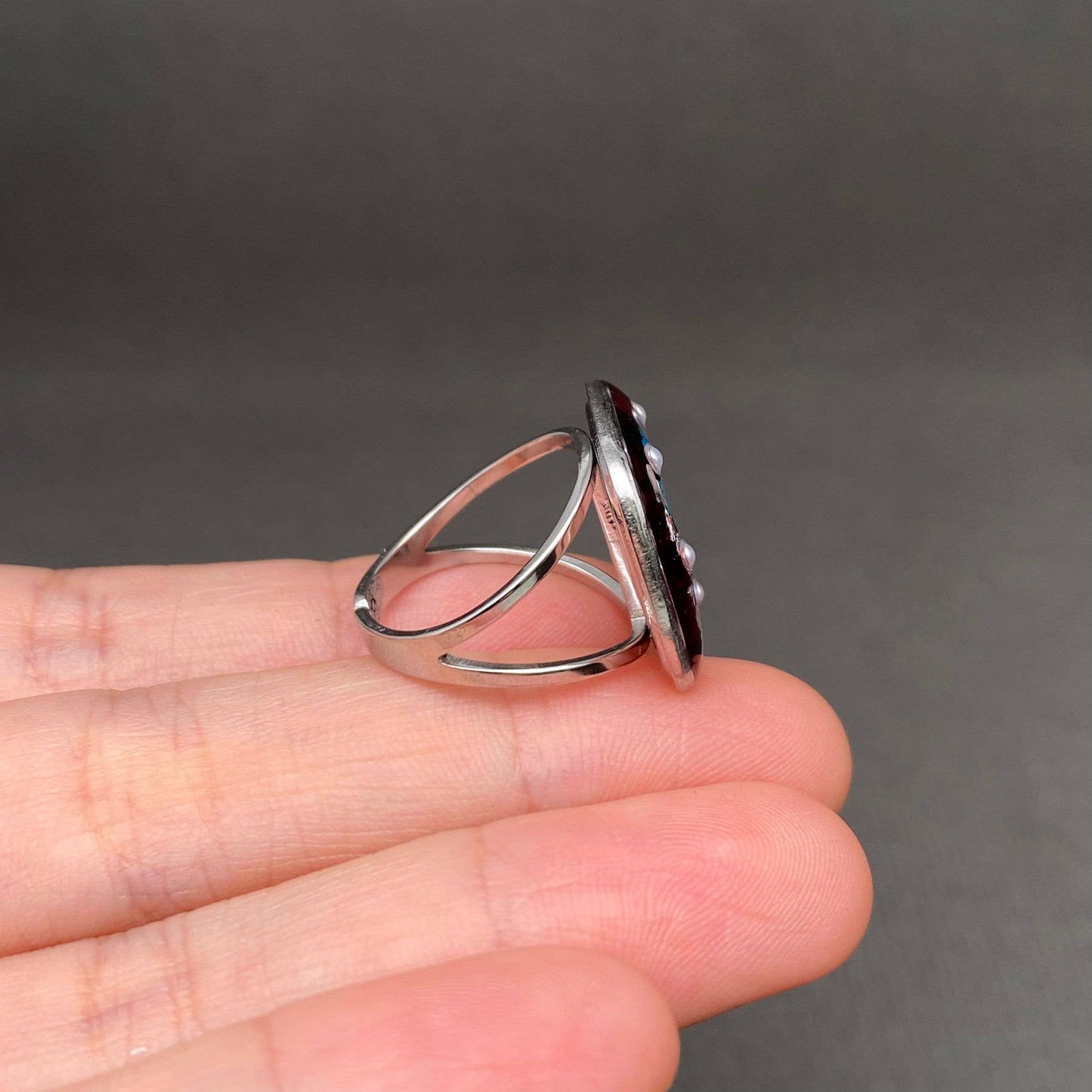 Multiple Styles Dried Flowers Stainless Steel Ring
