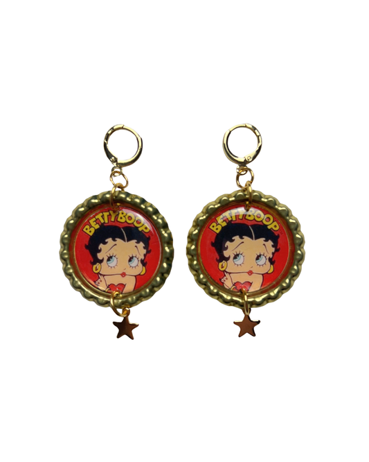 Painted Lady • Betty Boop Dangle Earrings, Gold Color
