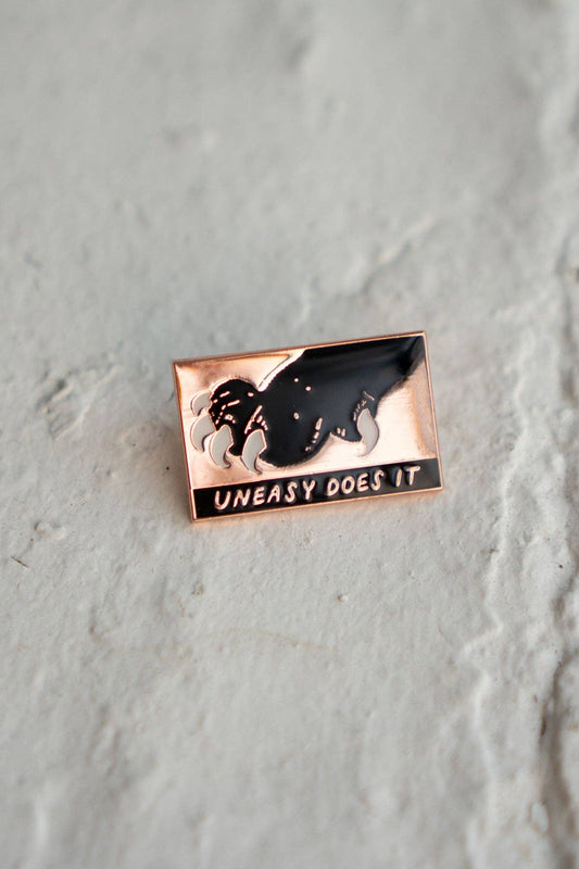Stay Home Club • Uneasy Does It Pin, Black Cat Claws Lapel Pin
