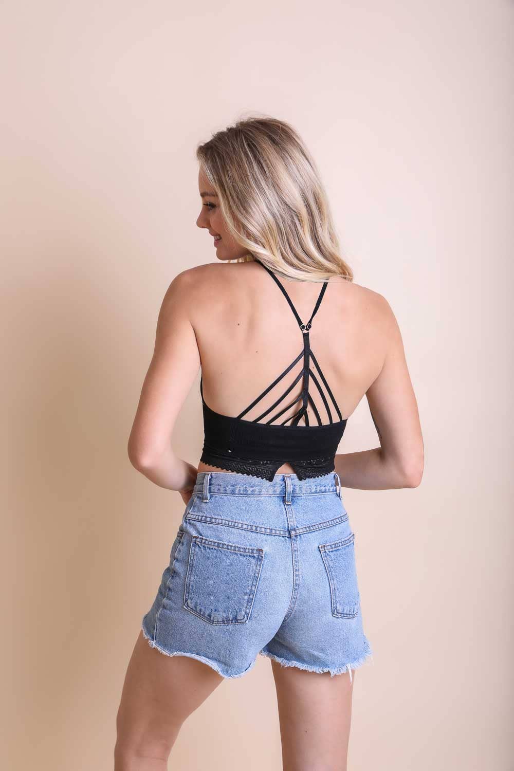 SALE • Crochet Lace Trim Bralette, Olive, Black, Rust