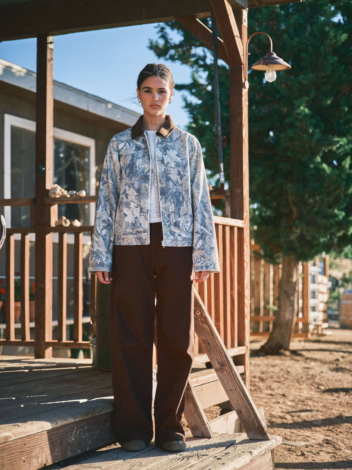 Workwear Contrast Collar Camp Jacket