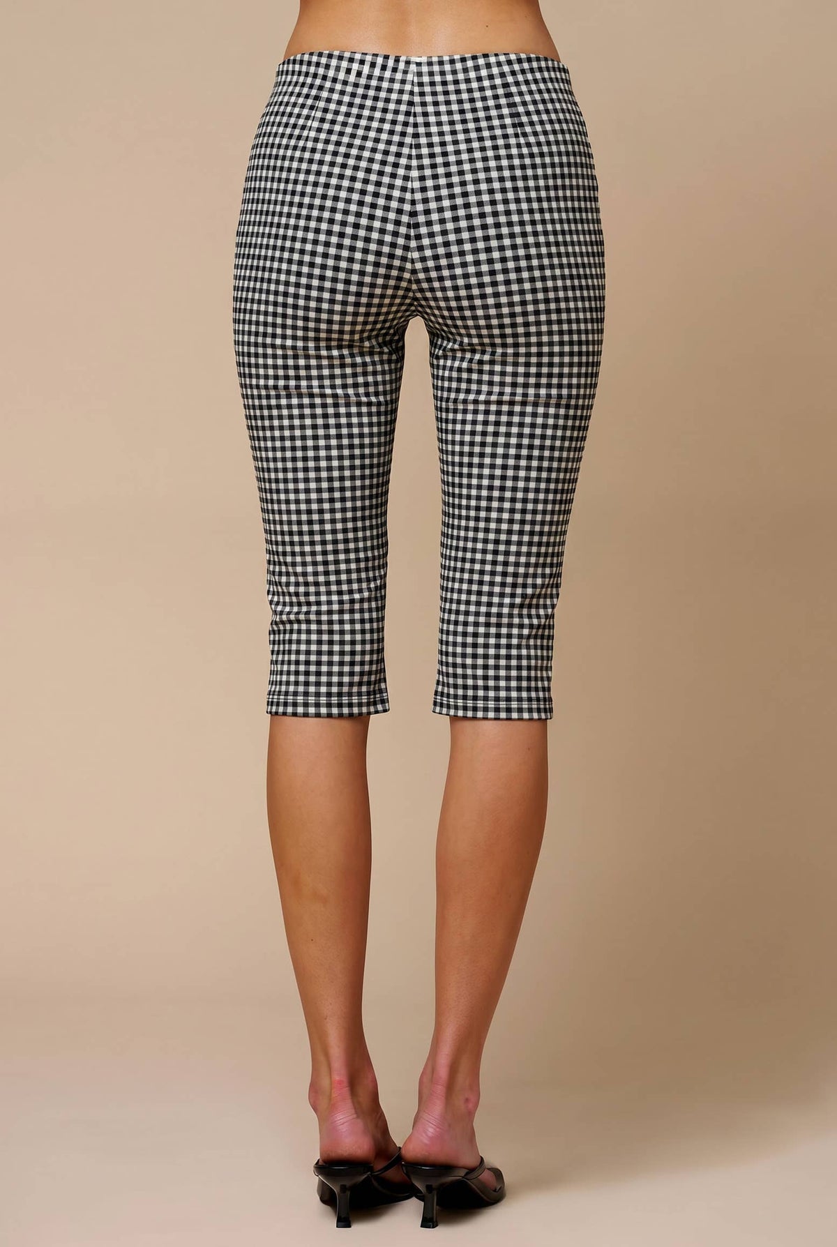 Gingham Print Black & White Capri Y2K Pants