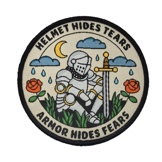 “Helmet Hides Tears, Armor Hides Fears” Knight  • Iron-On Patch