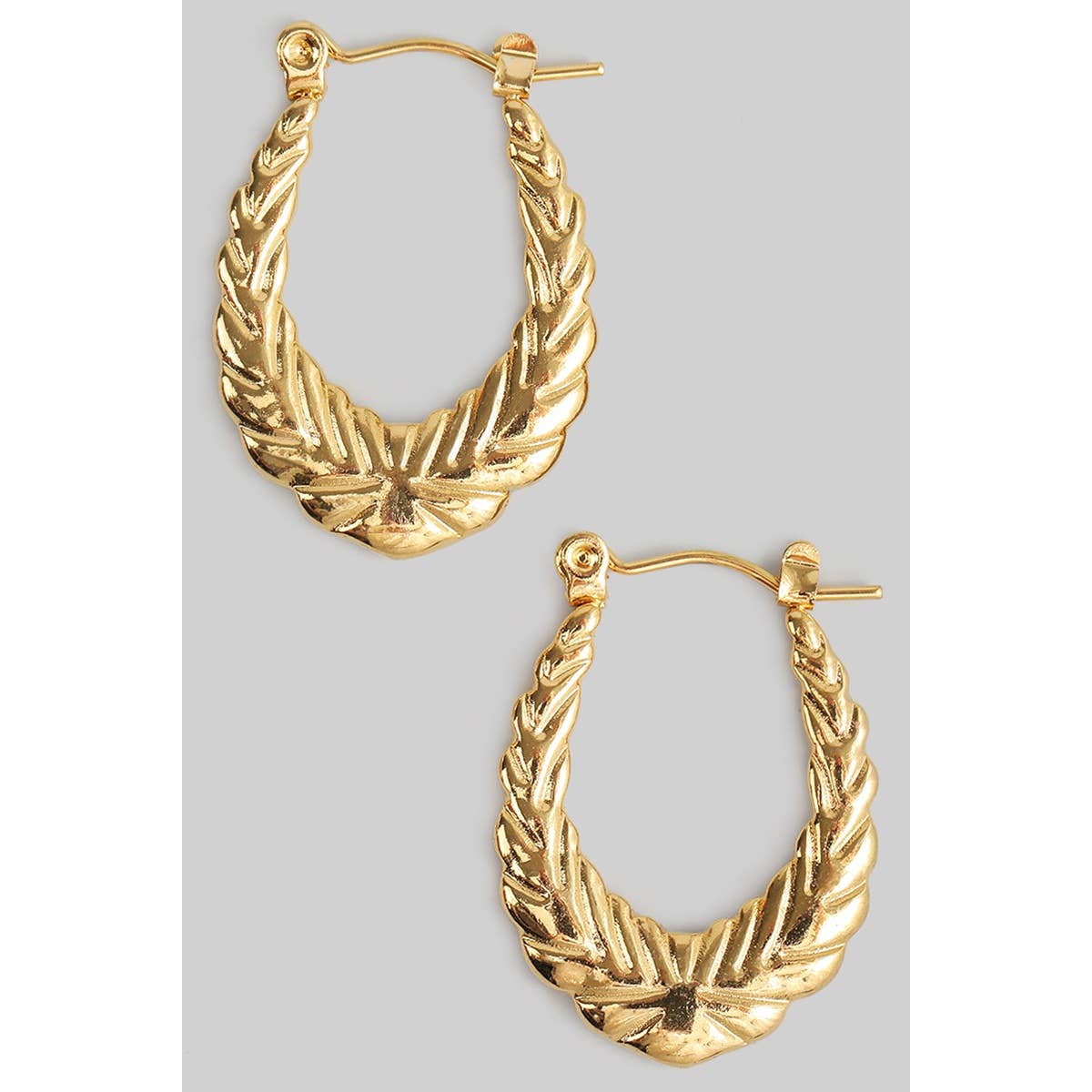 Twisted Detail Stainless Steel Hinged Hoops