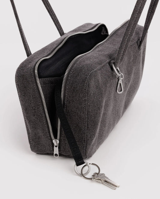 BAGGU • “Washed Black Denim” Denim Bowler Bag