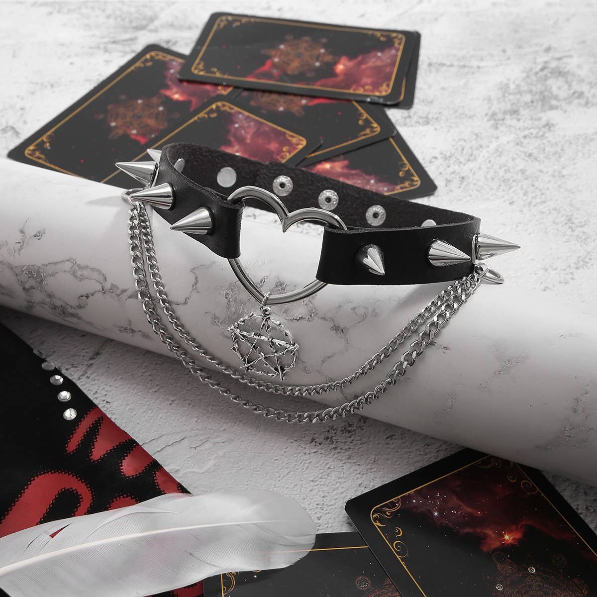 Pentagram Spiky Choker