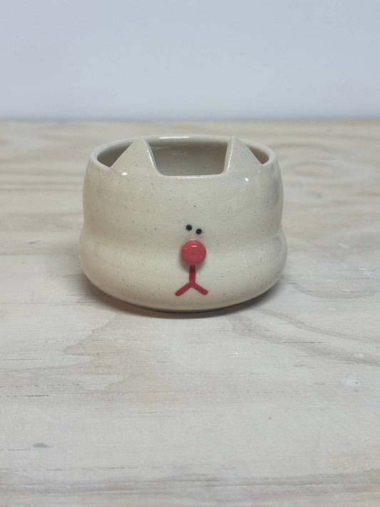 Rolly Poly Studios • White Cat Plant Pot