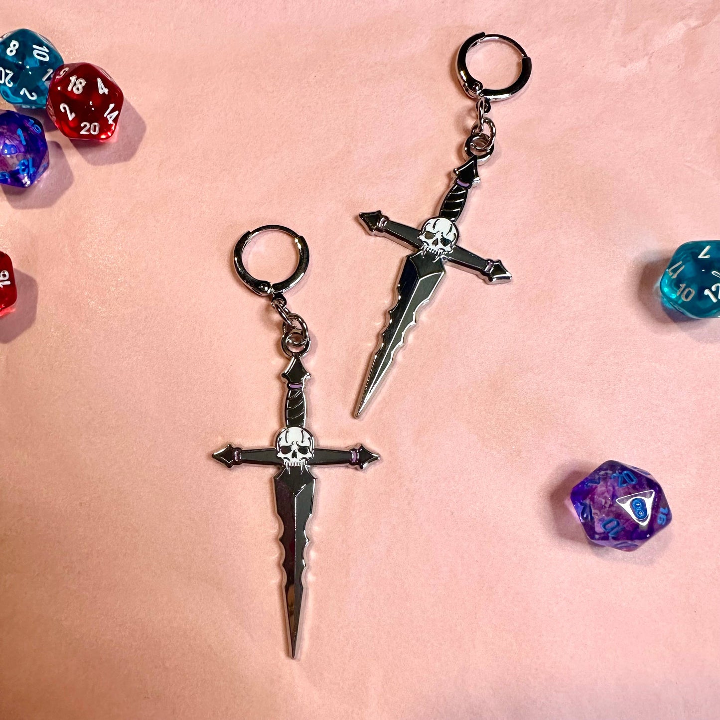 Foolish Fetish • Flambard Skull Dagger Enamel Earrings