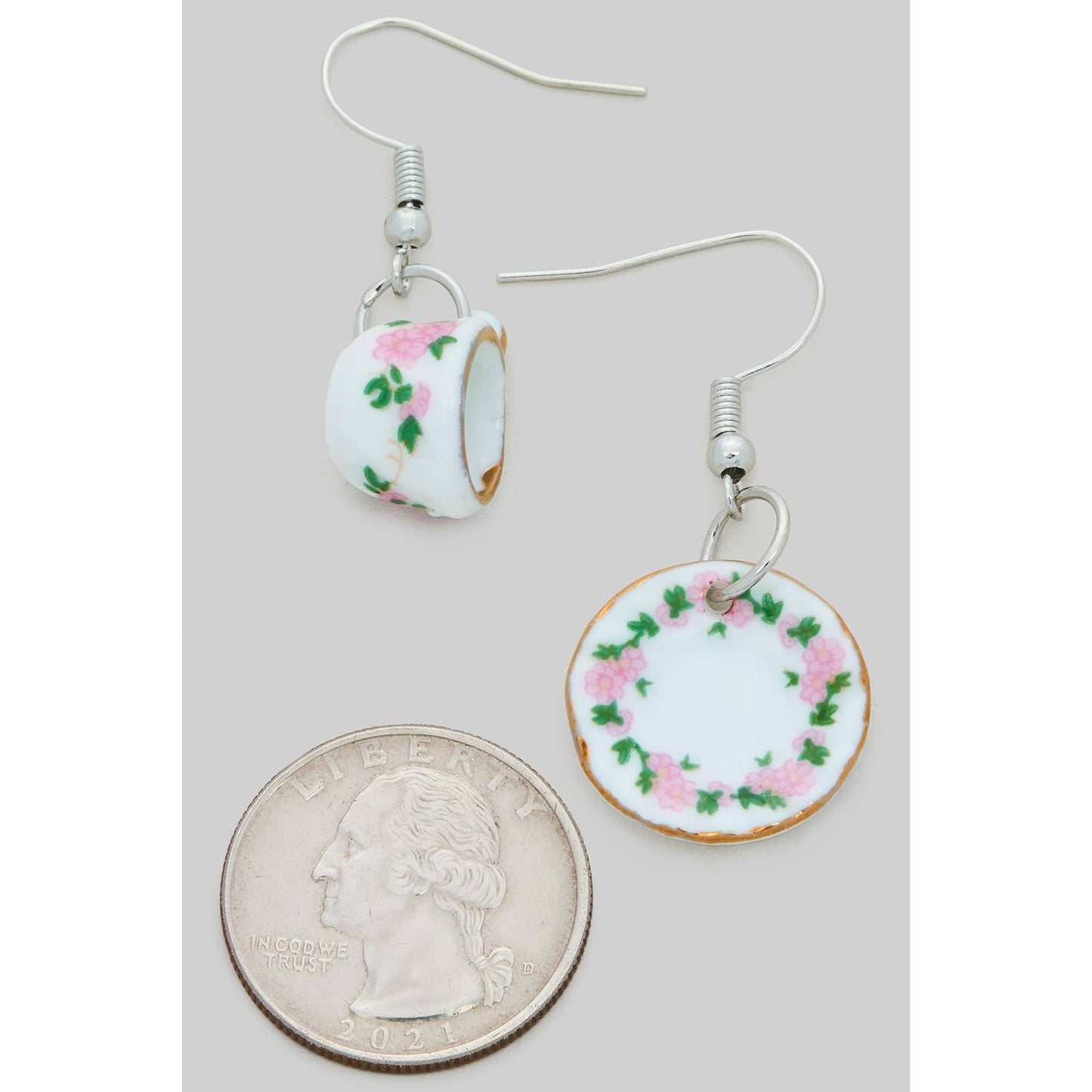 Girly • Earrings, Porcelain Cup & Plate Set