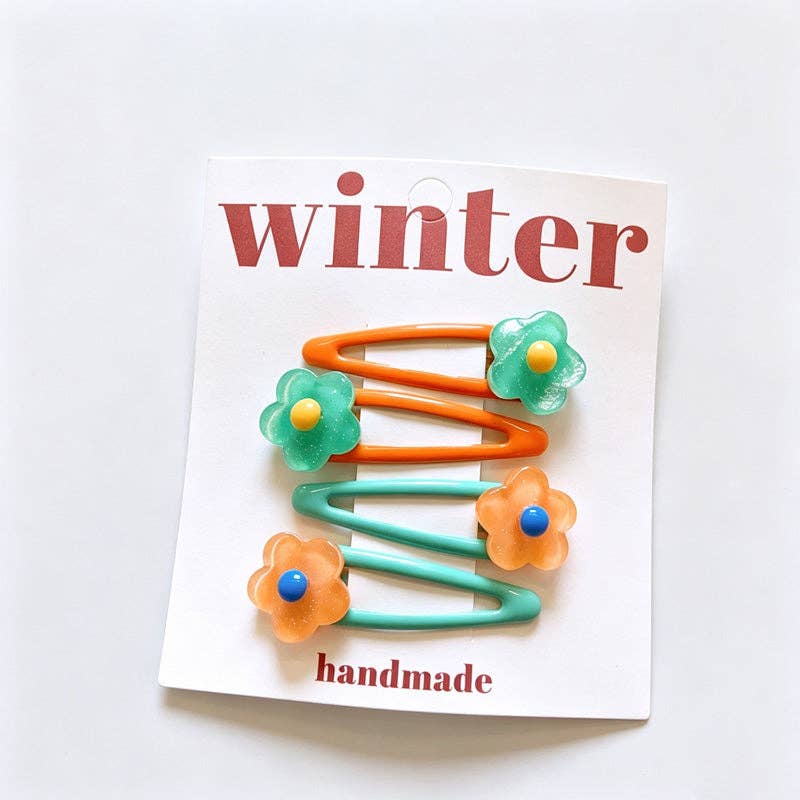 Resin Flower Mini Hair Clips