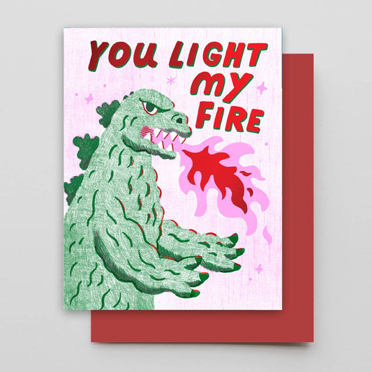 Hammerpress • “You Light My Fire" Godzilla Greeting Card