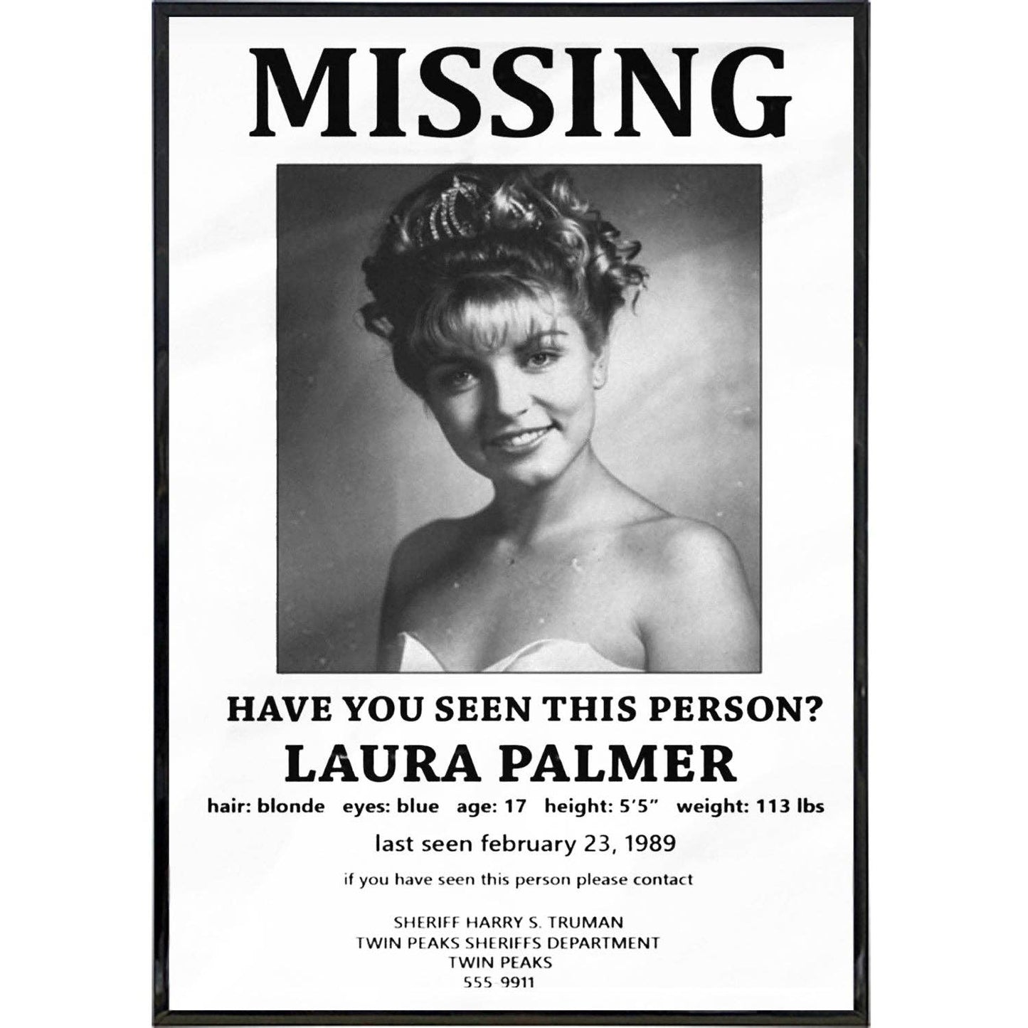 Shady Front • Print, Twin Peaks Laura Palmer Missing