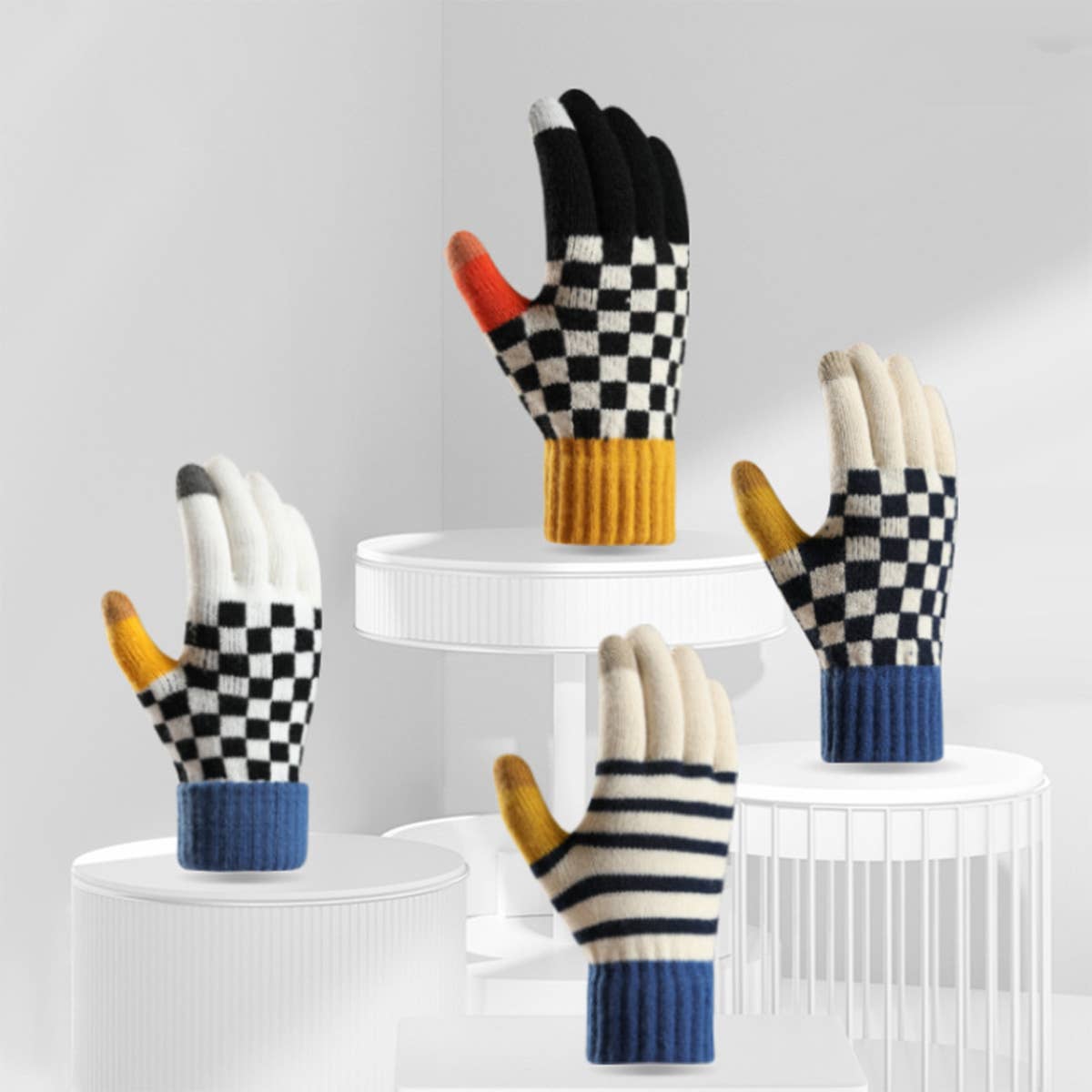 Striped Knit Gloves