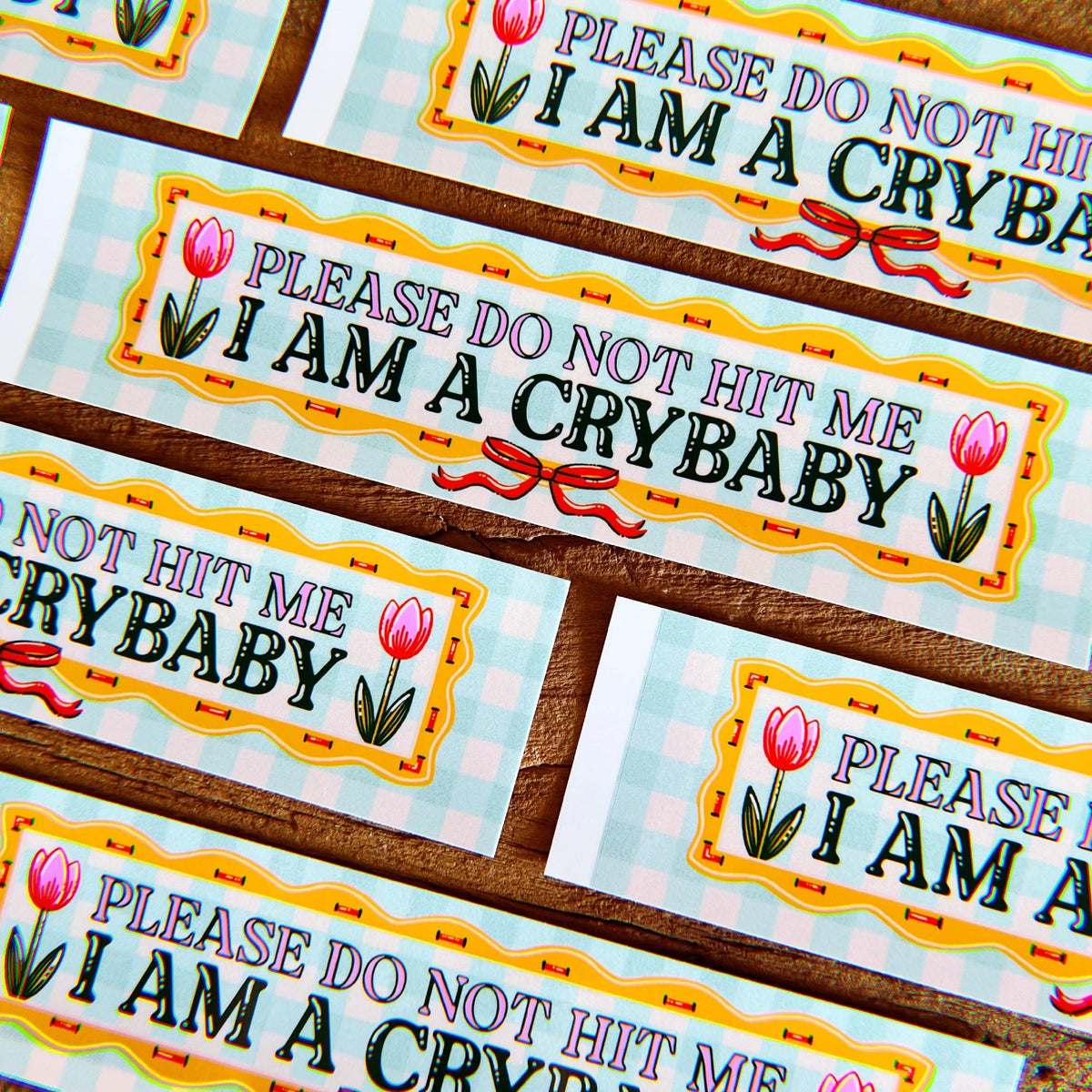 Chaos Magic Studio • "Please Don't Hit Me, I Am A Crybaby" Cottagecore Bumper Sticker