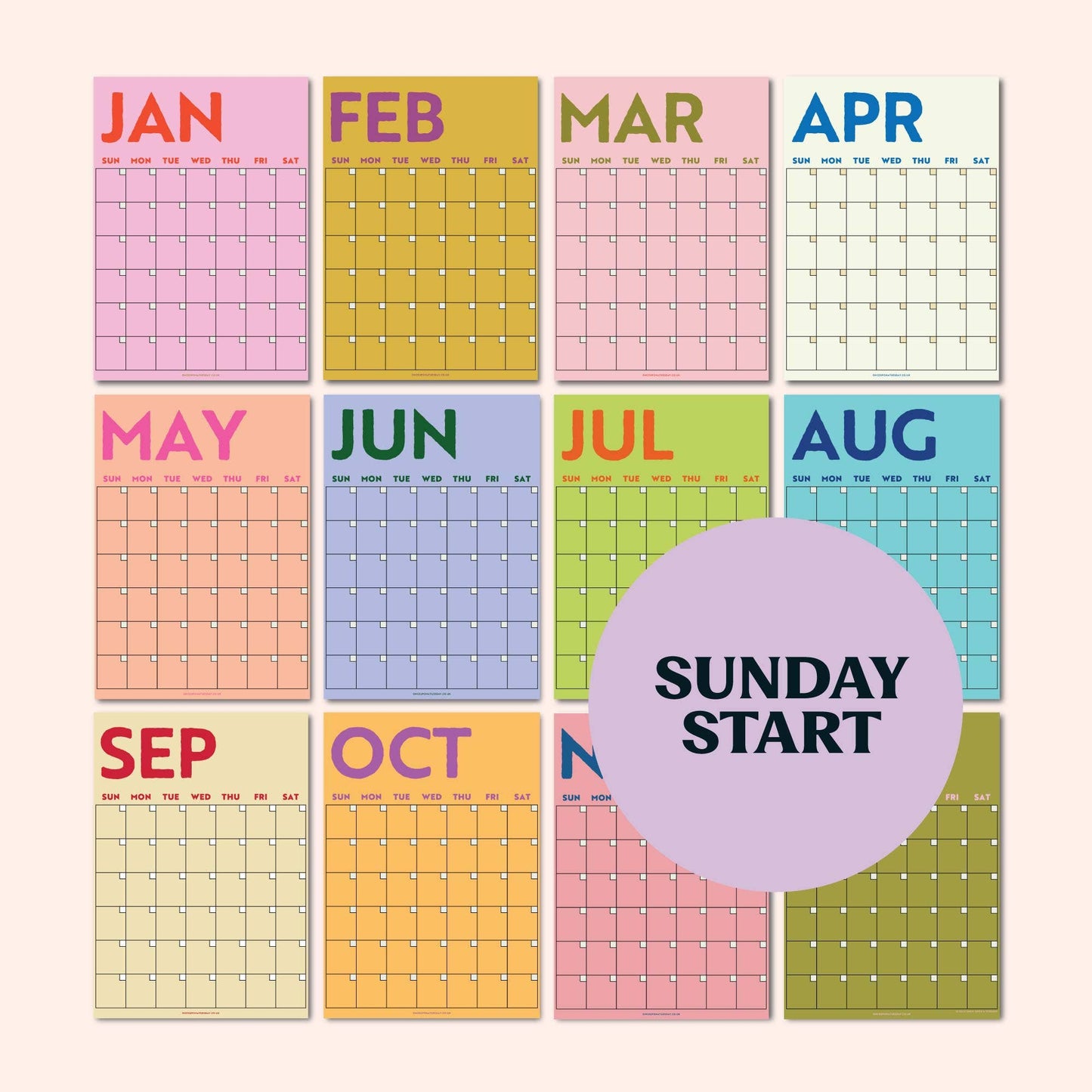 Undated A3 Planner | 12 Pages | Colourburst | Sunday Start