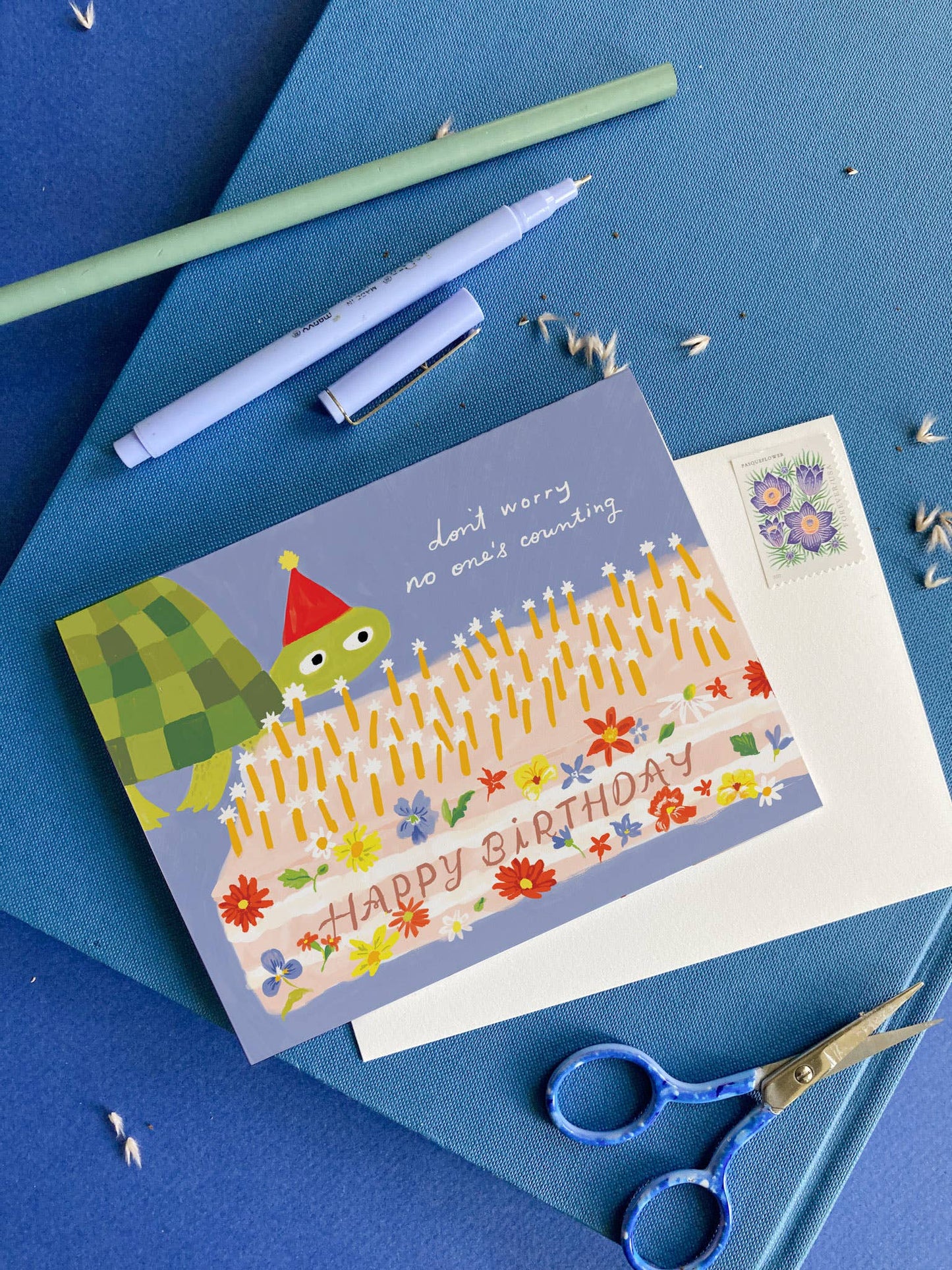 Karen Schipper • "Don't Worry No One's Counting" Turtle Birthday Card