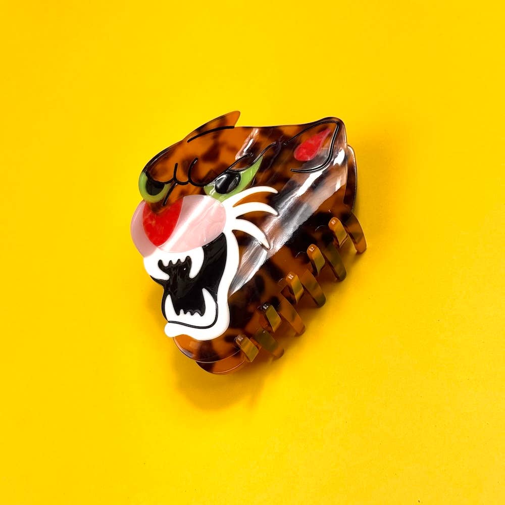 Peach Beast • Leopard Head Hair Claw Clip
