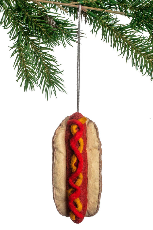 Felt Hot Dog Holiday Ornament