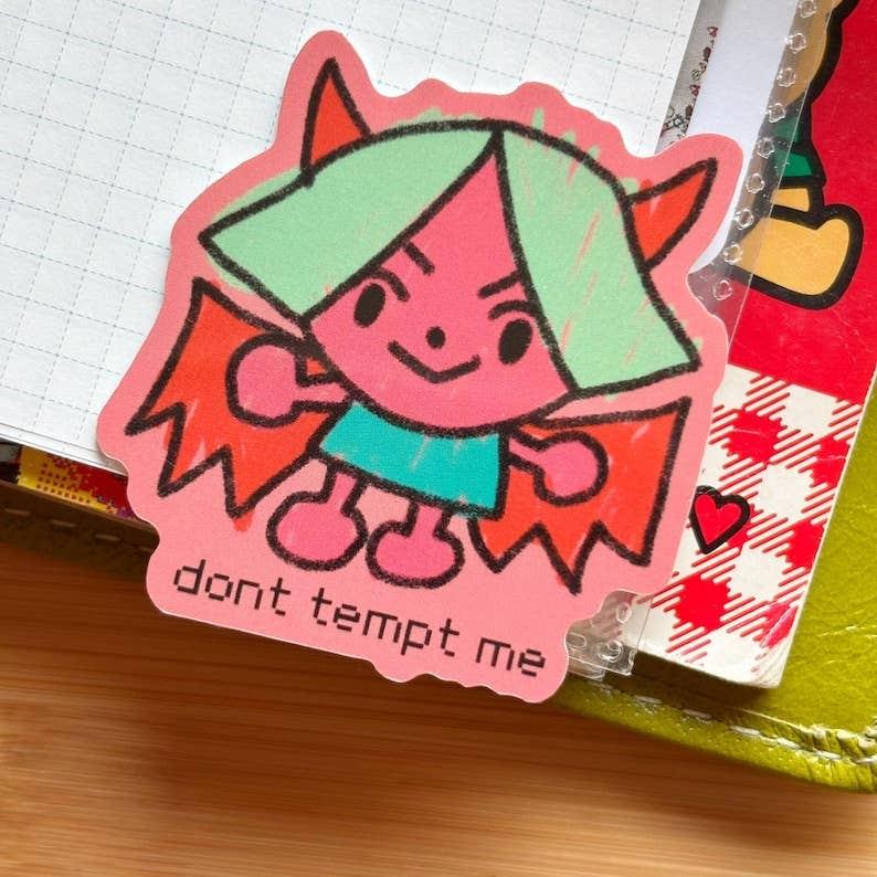 W0nkk0 • "Don't Tempt Me" Kawaii Devil Vinyl Sticker