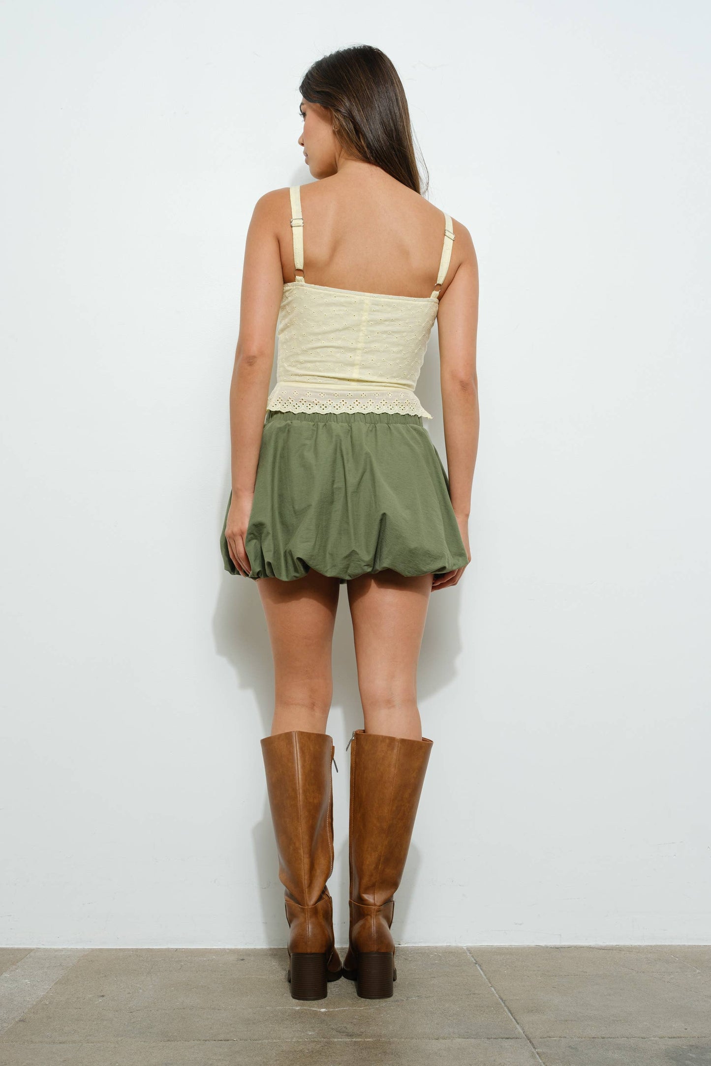 Twill Bubble Hem Mini Skirt