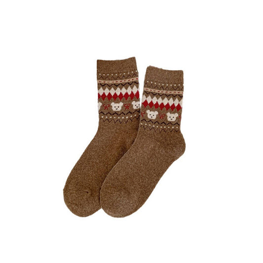 Thick Warm Wool Bear Mid-Calf