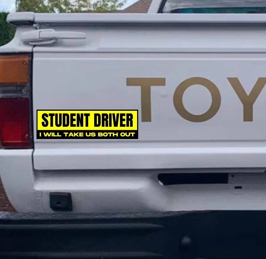 Student Driver I Will Take Us Both Out Bumper Sticker