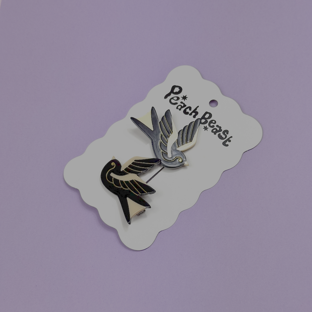 Peach Beast • Sparrow Tattoo Hair Clip Set