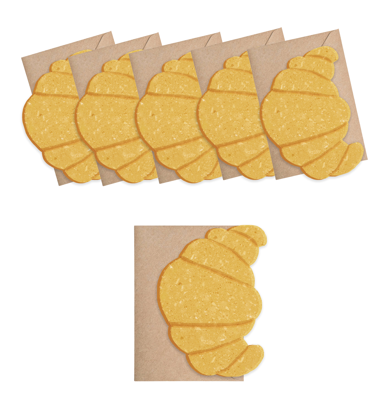 Croissant, Mini Die-Cut Blank Greeting Cards, Box of 6